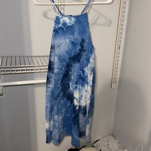 tie-dye blue and white dress